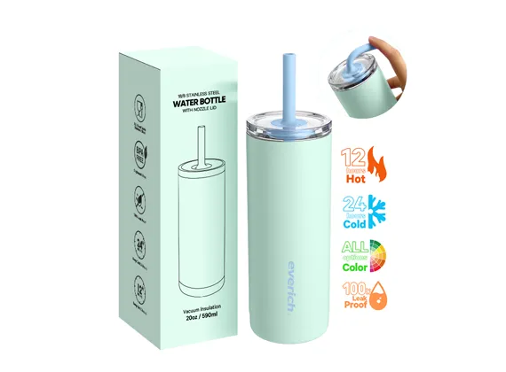 Silicone Straw-Lid Insulated Wide-Mouth Bottle 01678F