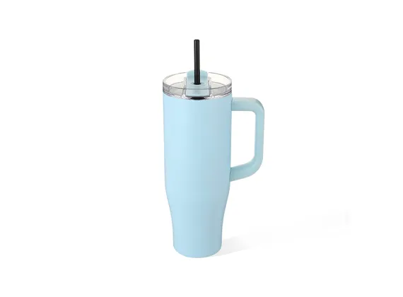 Vacuum Insulated Tumbler with Handle and Straw 01640C
